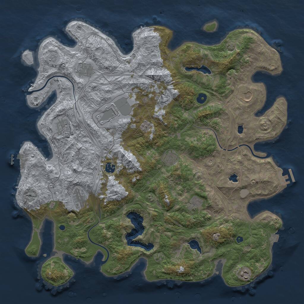 Rust Map: Procedural Map, Size: 4500, Seed: 1092243062, 17 Monuments