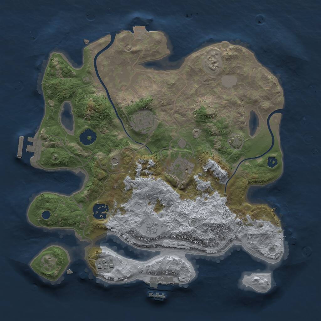 Rust Map: Procedural Map, Size: 3000, Seed: 465634512, 10 Monuments