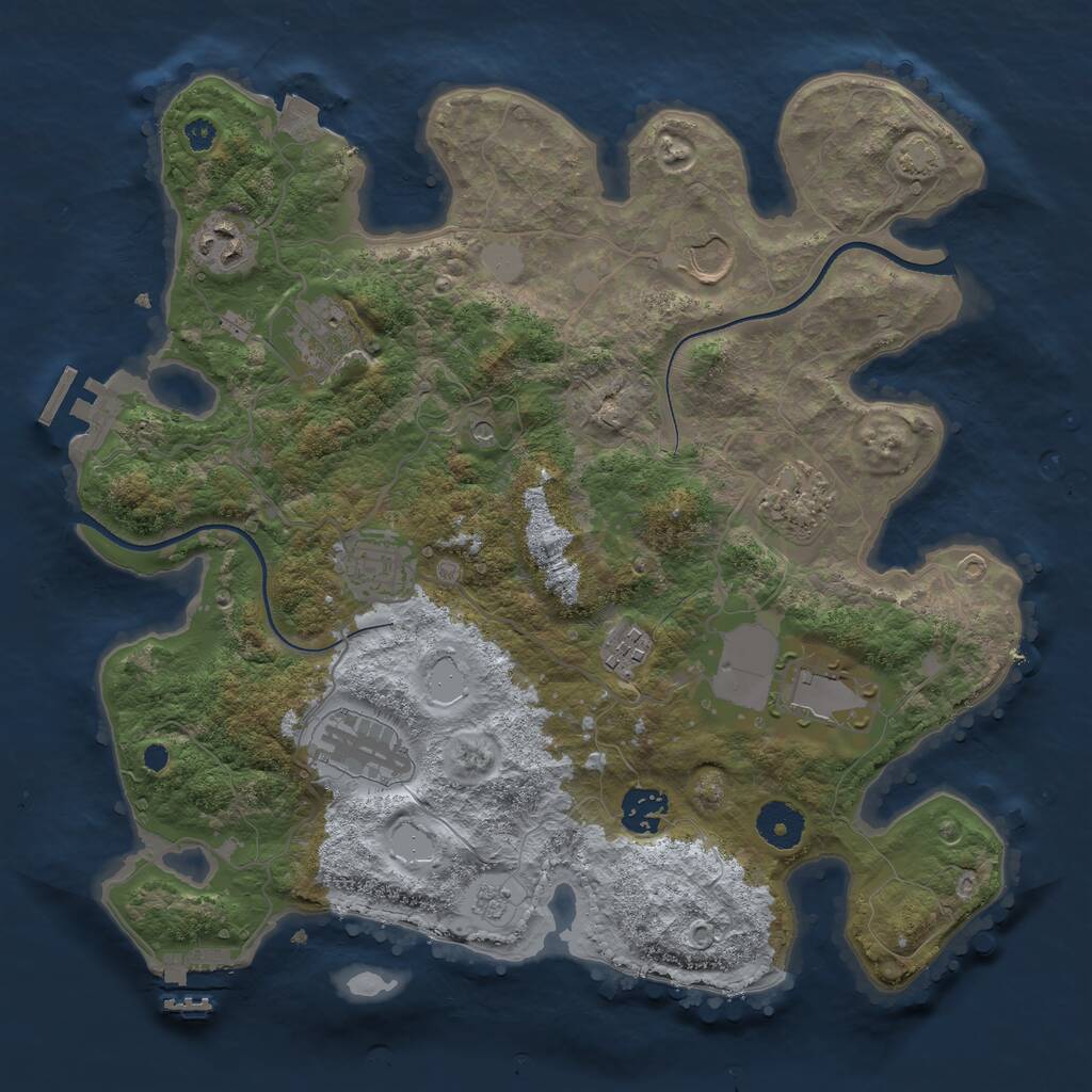 Rust Map: Procedural Map, Size: 3500, Seed: 1174243395, 15 Monuments