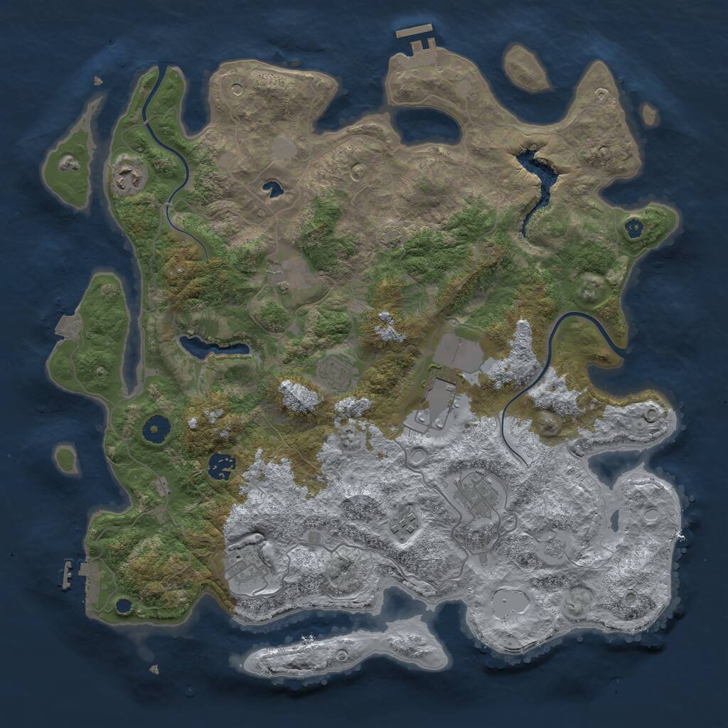 Rust Map: Procedural Map, Size: 4000, Seed: 960458135, 14 Monuments