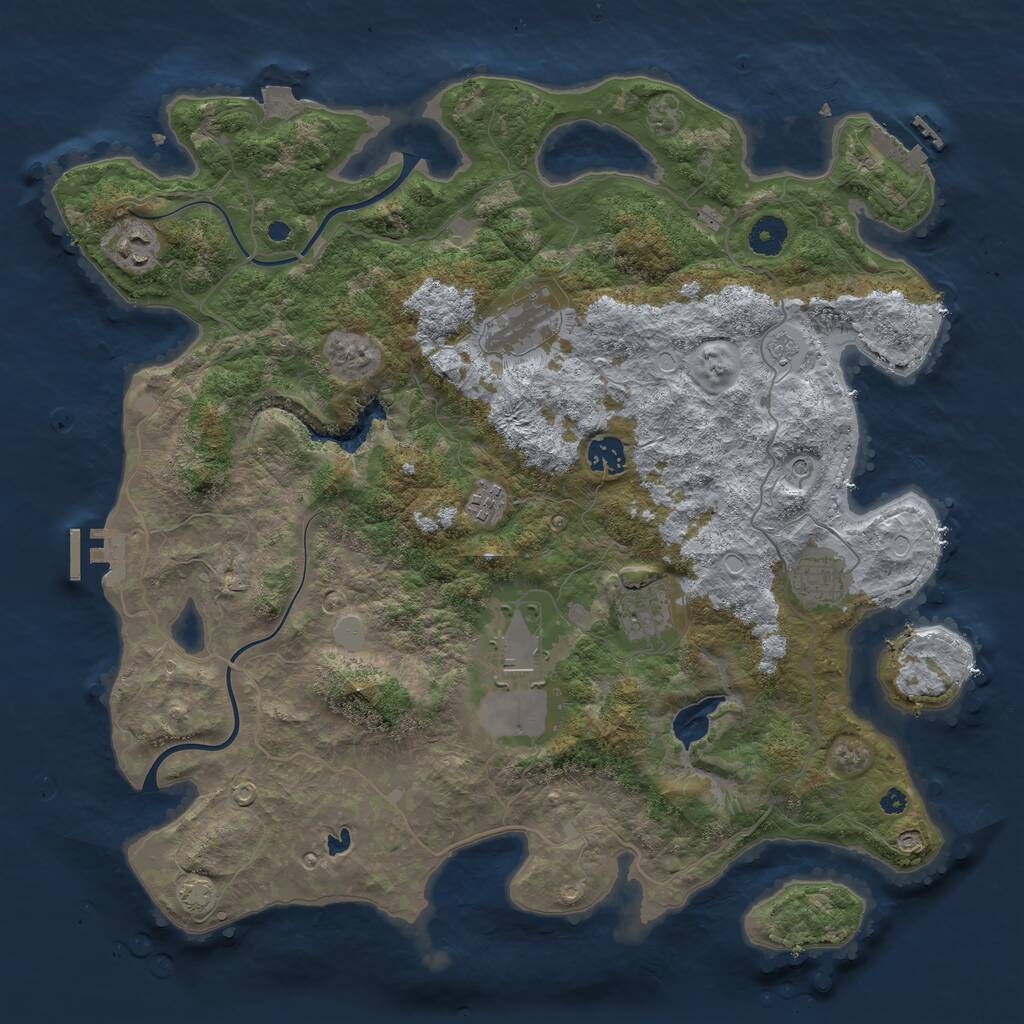 Rust Map: Procedural Map, Size: 4000, Seed: 3342, 13 Monuments