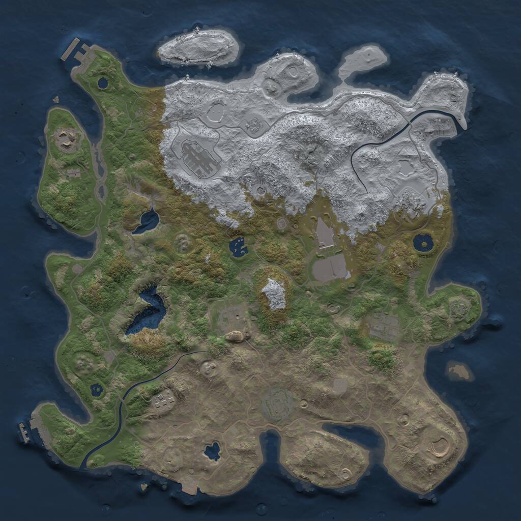 Rust Map: Procedural Map, Size: 4000, Seed: 1953751330, 16 Monuments