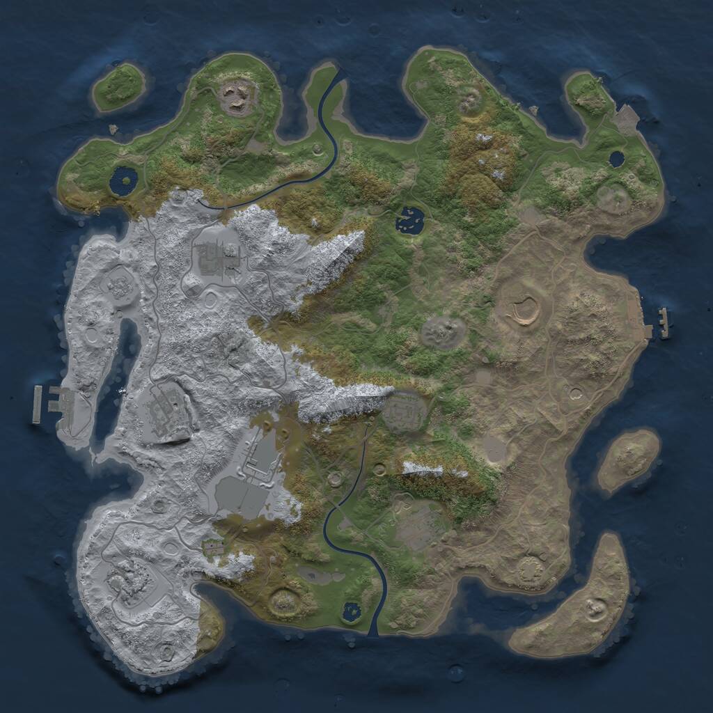 Rust Map: Procedural Map, Size: 3750, Seed: 585495645, 15 Monuments