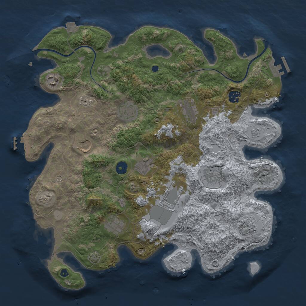 Rust Map: Procedural Map, Size: 3750, Seed: 1419246394, 17 Monuments