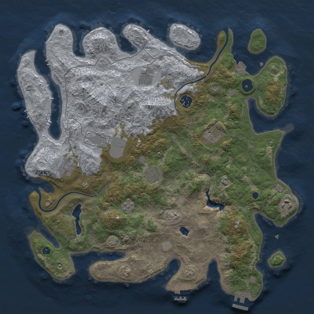 Rust Map: Procedural Map, Size: 4000, Seed: 418759271, 14 Monuments