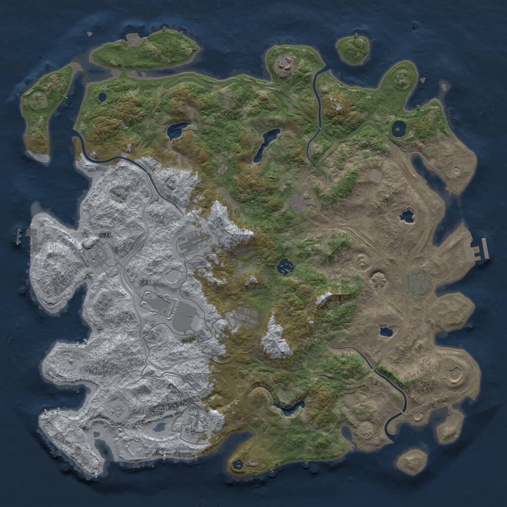 Rust Map: Procedural Map, Size: 4800, Seed: 1233098038, 17 Monuments