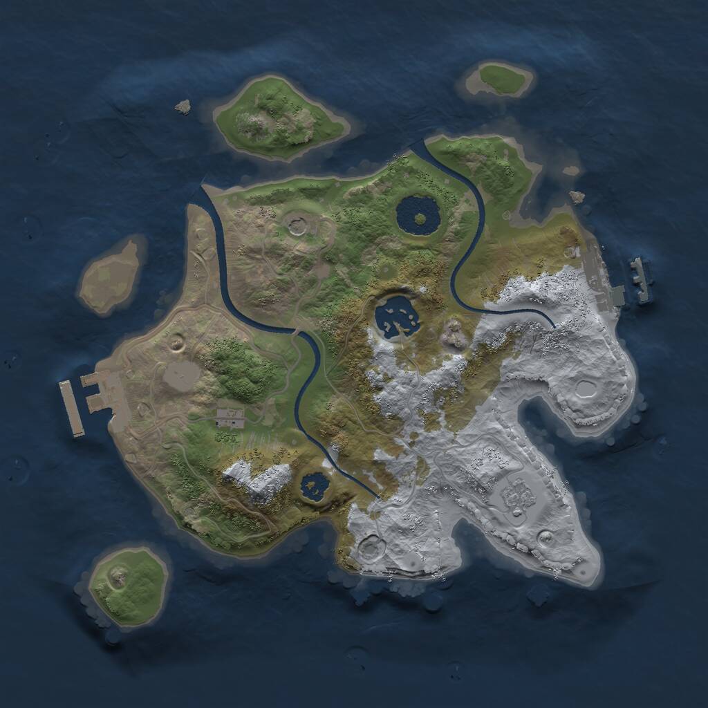 Rust Map: Procedural Map, Size: 2500, Seed: 141114370, 6 Monuments