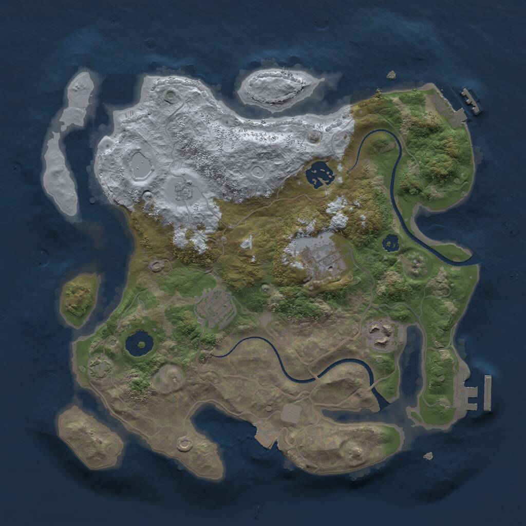 Rust Map: Procedural Map, Size: 3000, Seed: 2085025830, 9 Monuments