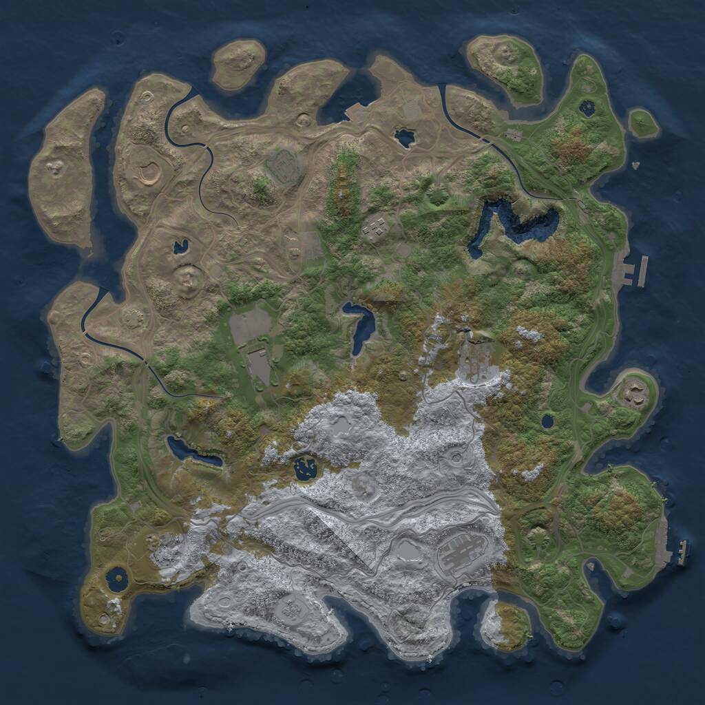 Rust Map: Procedural Map, Size: 4500, Seed: 301936972, 16 Monuments