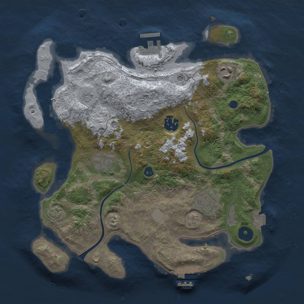 Rust Map: Procedural Map, Size: 3100, Seed: 2085025830, 10 Monuments