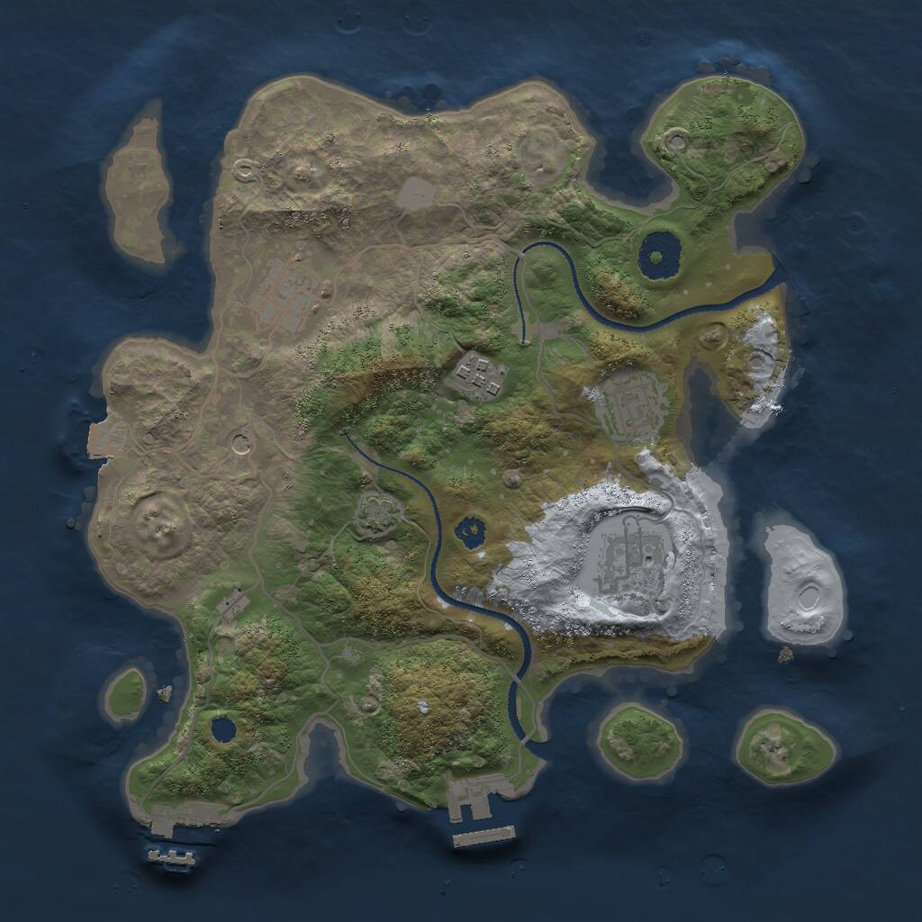 Rust Map: Procedural Map, Size: 3000, Seed: 380841112, 9 Monuments