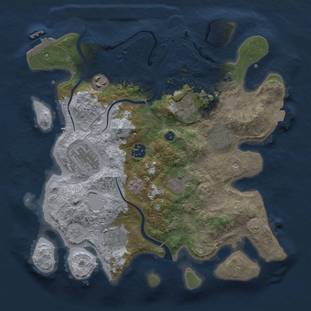 Rust Map: Procedural Map, Size: 3300, Seed: 602634940, 13 Monuments