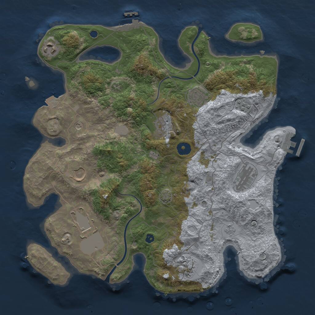 Rust Map: Procedural Map, Size: 3500, Seed: 1320613291, 14 Monuments