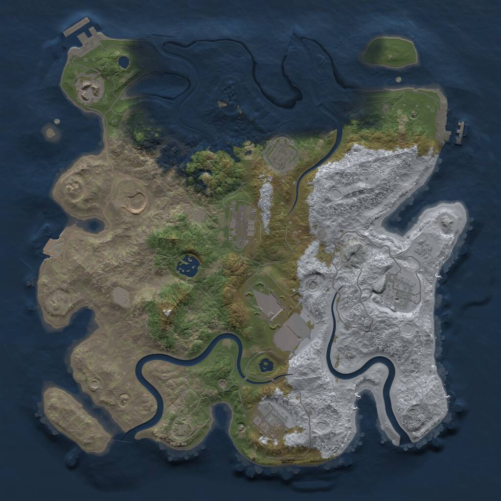 Rust Map: Procedural Map, Size: 3500, Seed: 1320613291, 15 Monuments