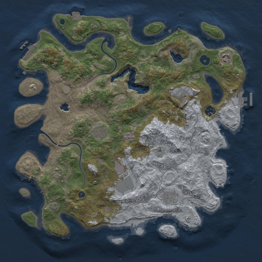 Rust Map: Procedural Map, Size: 4000, Seed: 1168278174, 14 Monuments