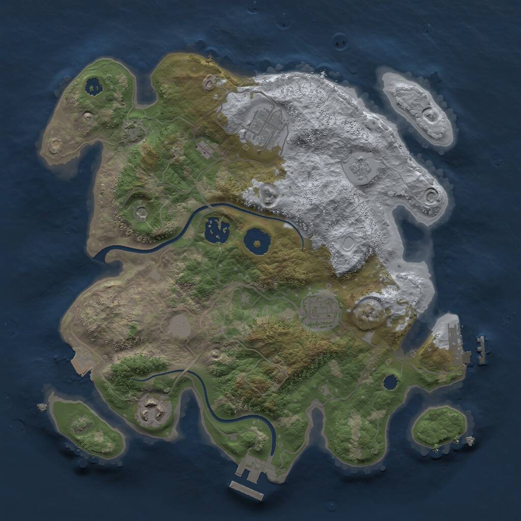 Rust Map: Procedural Map, Size: 3000, Seed: 2075549040, 10 Monuments