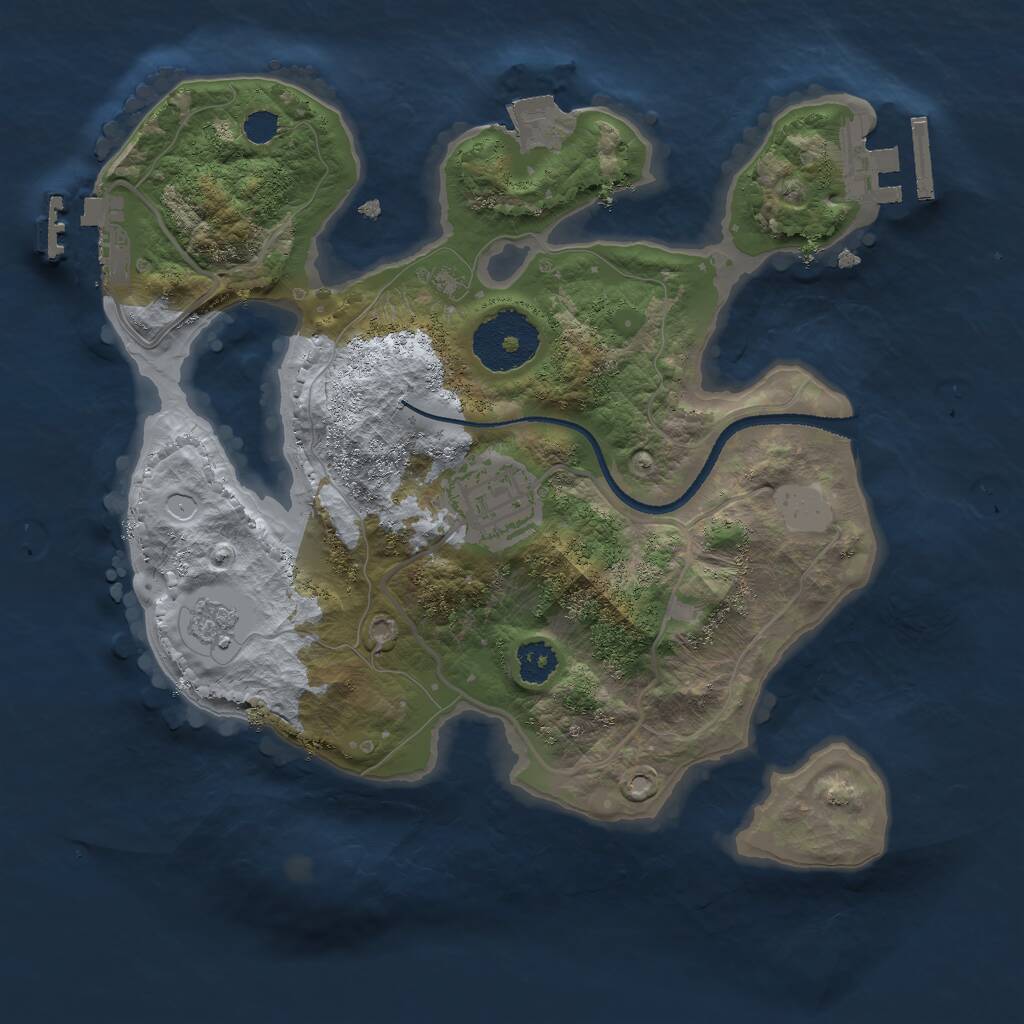 Rust Map: Procedural Map, Size: 2500, Seed: 654323475, 5 Monuments