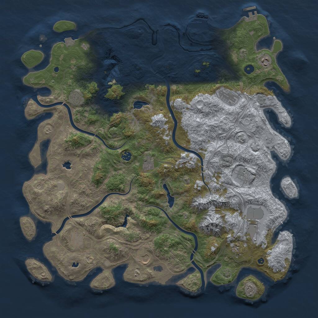 Rust Map: Procedural Map, Size: 5000, Seed: 99876, 17 Monuments