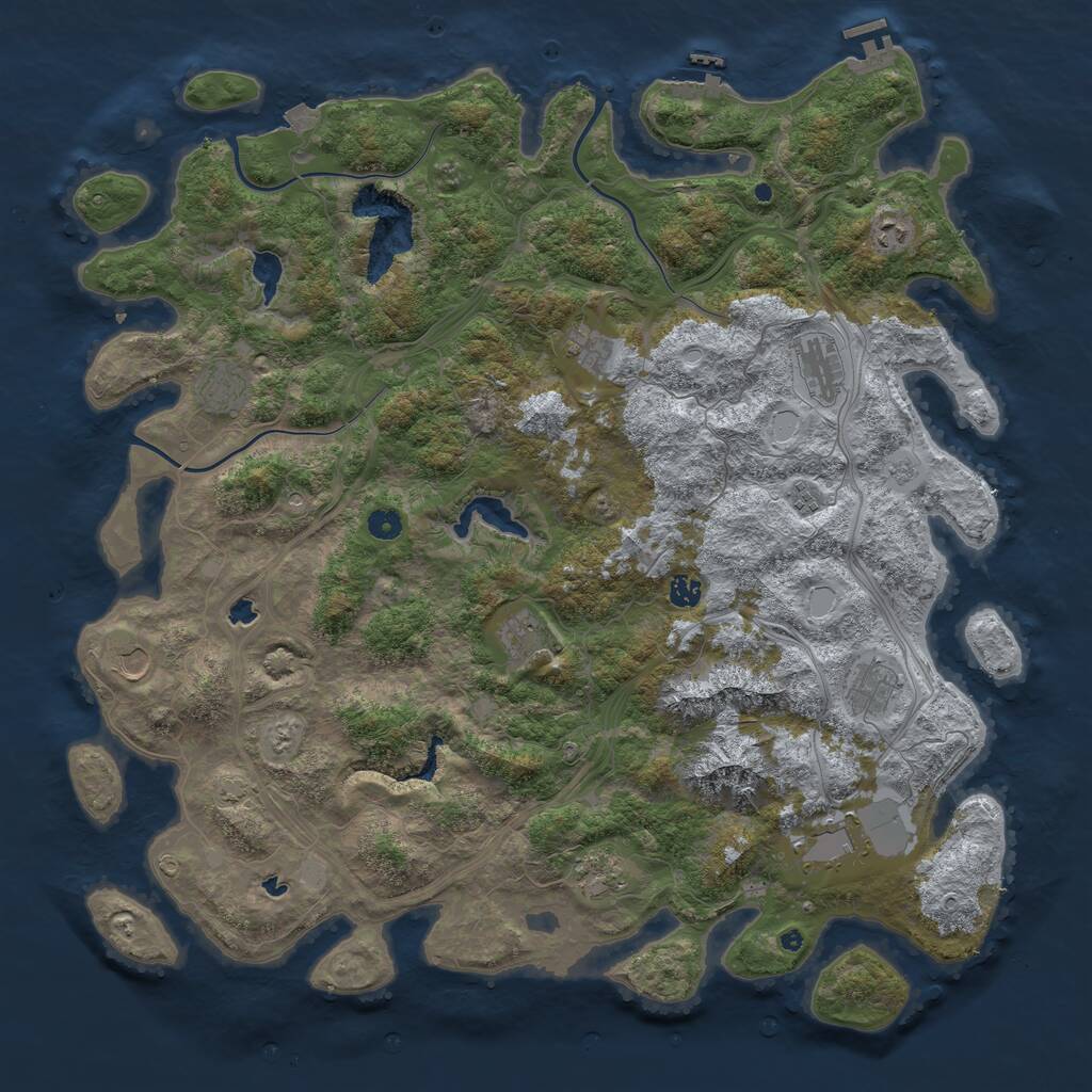 Rust Map: Procedural Map, Size: 5000, Seed: 99876, 17 Monuments