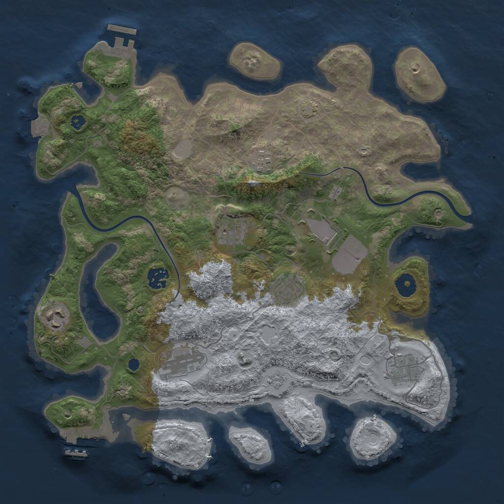 Rust Map: Procedural Map, Size: 3500, Seed: 145809, 13 Monuments