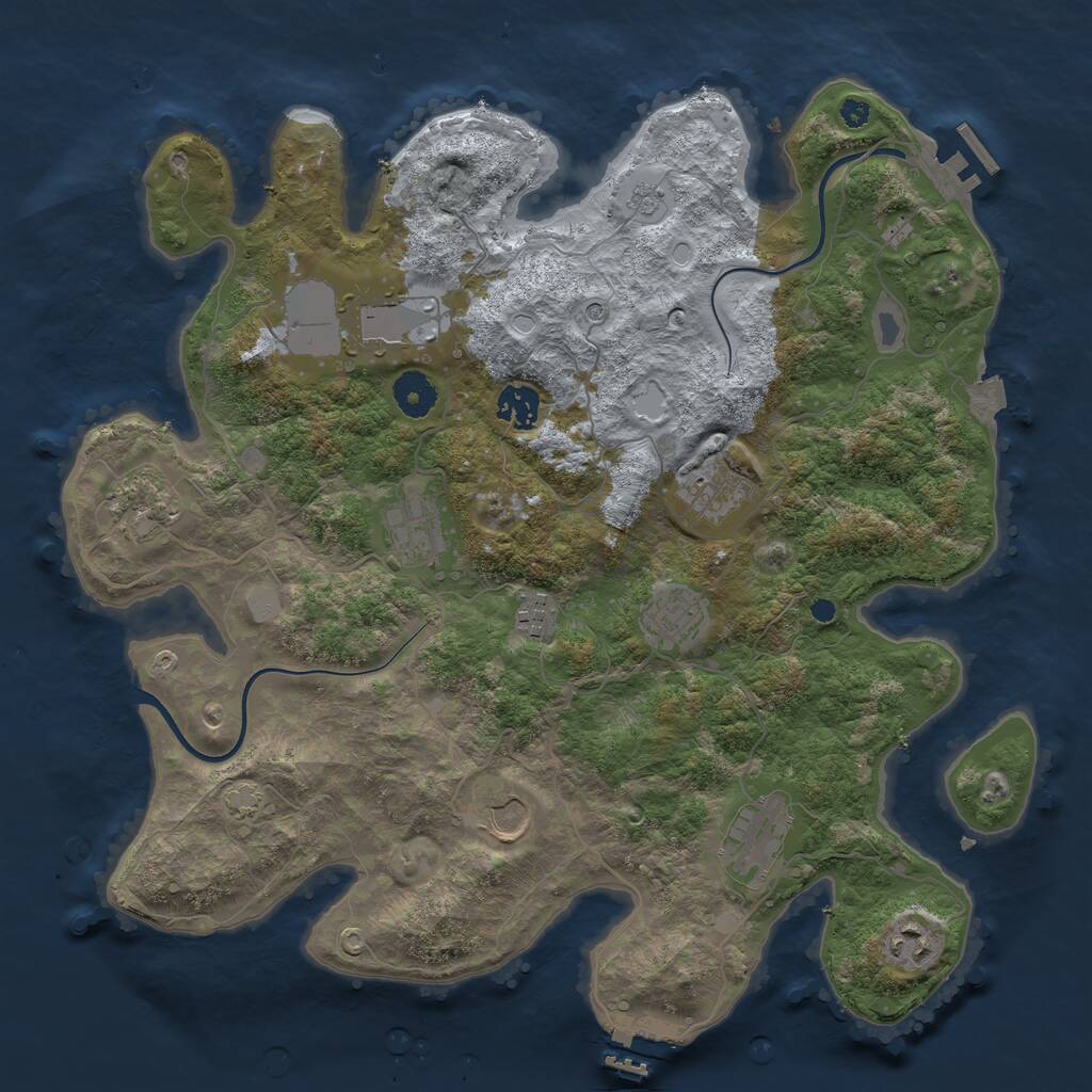 Rust Map: Procedural Map, Size: 3750, Seed: 17028772, 16 Monuments