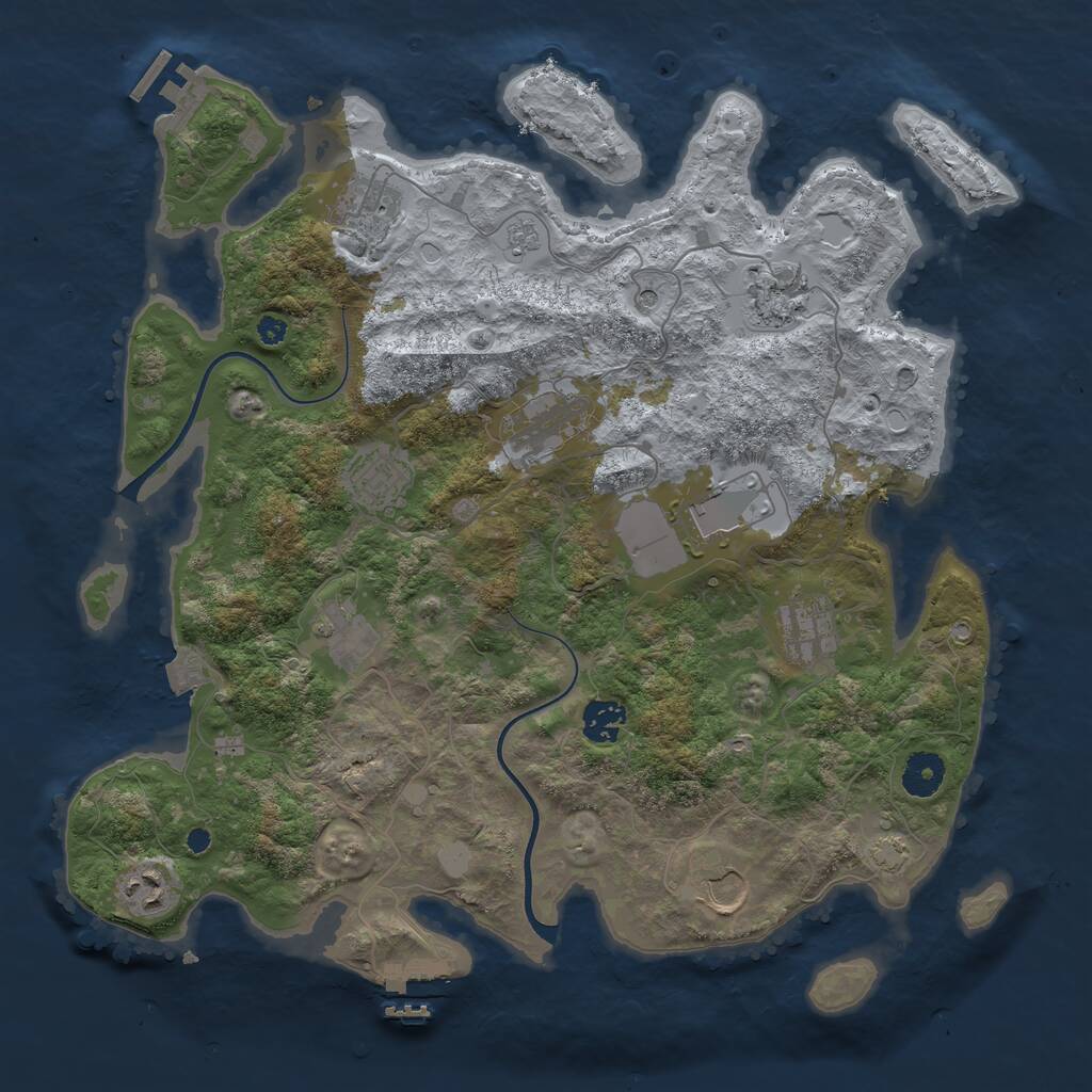 Rust Map: Procedural Map, Size: 3750, Seed: 431035254, 16 Monuments