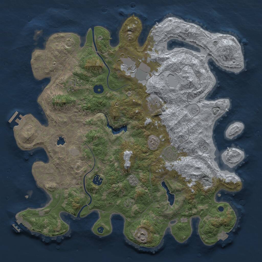 Rust Map: Procedural Map, Size: 4000, Seed: 990319653, 13 Monuments