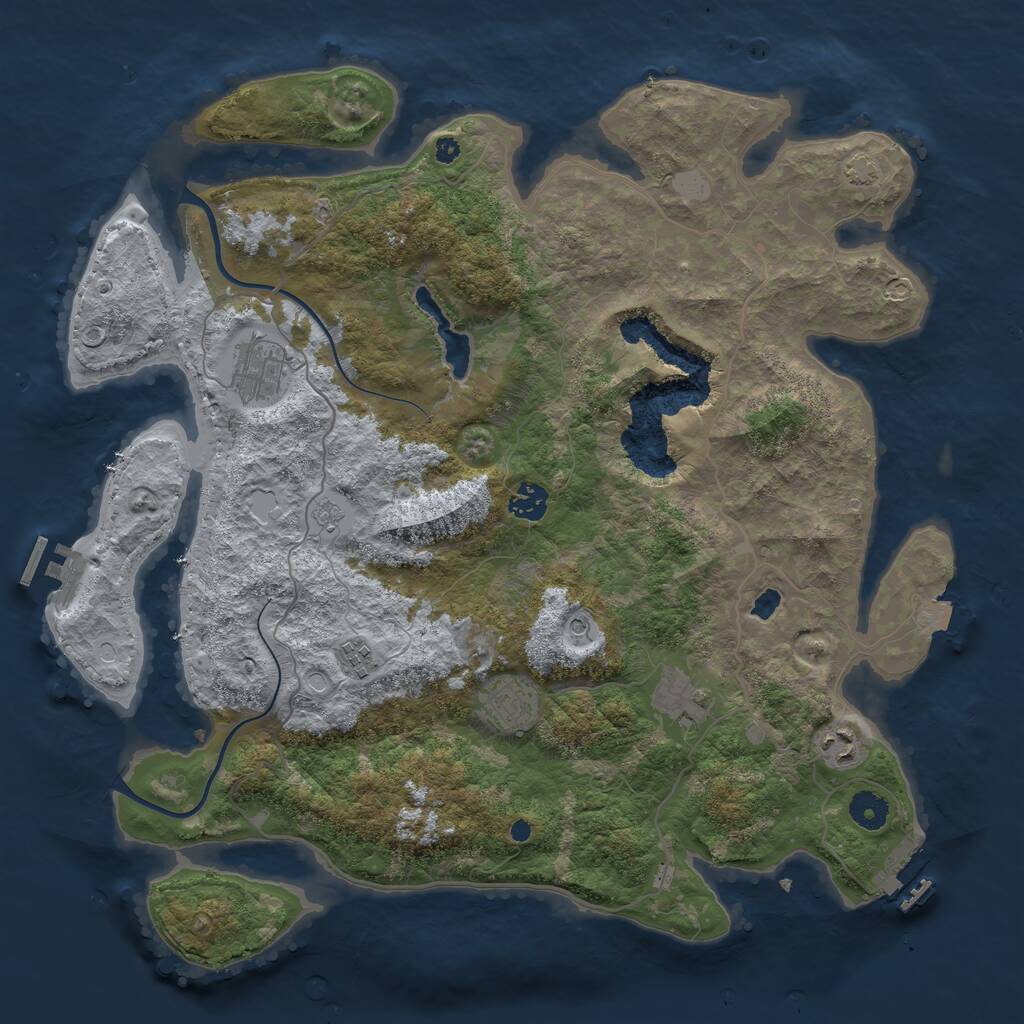 Rust Map: Procedural Map, Size: 4000, Seed: 2001858244, 12 Monuments