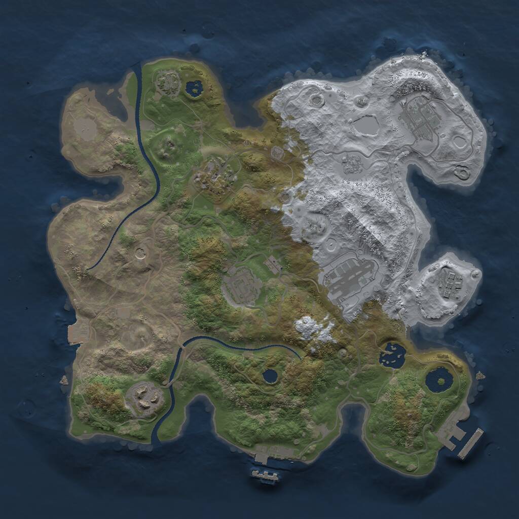 Rust Map: Procedural Map, Size: 3000, Seed: 1944647679, 13 Monuments