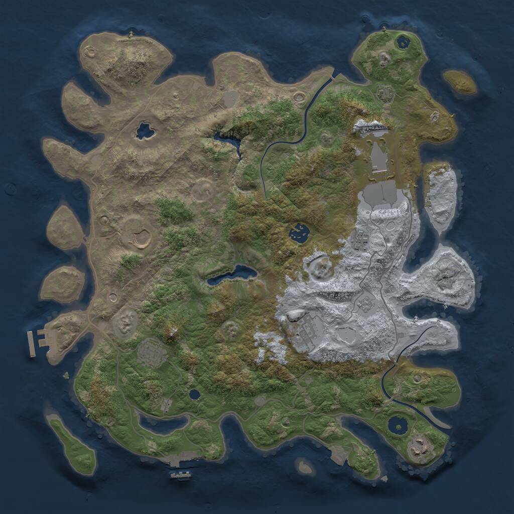 Rust Map: Procedural Map, Size: 4000, Seed: 240698, 13 Monuments