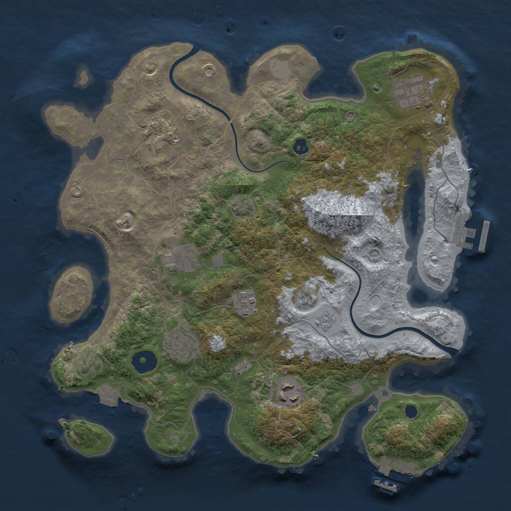 Rust Map: Procedural Map, Size: 3250, Seed: 1646869973, 12 Monuments