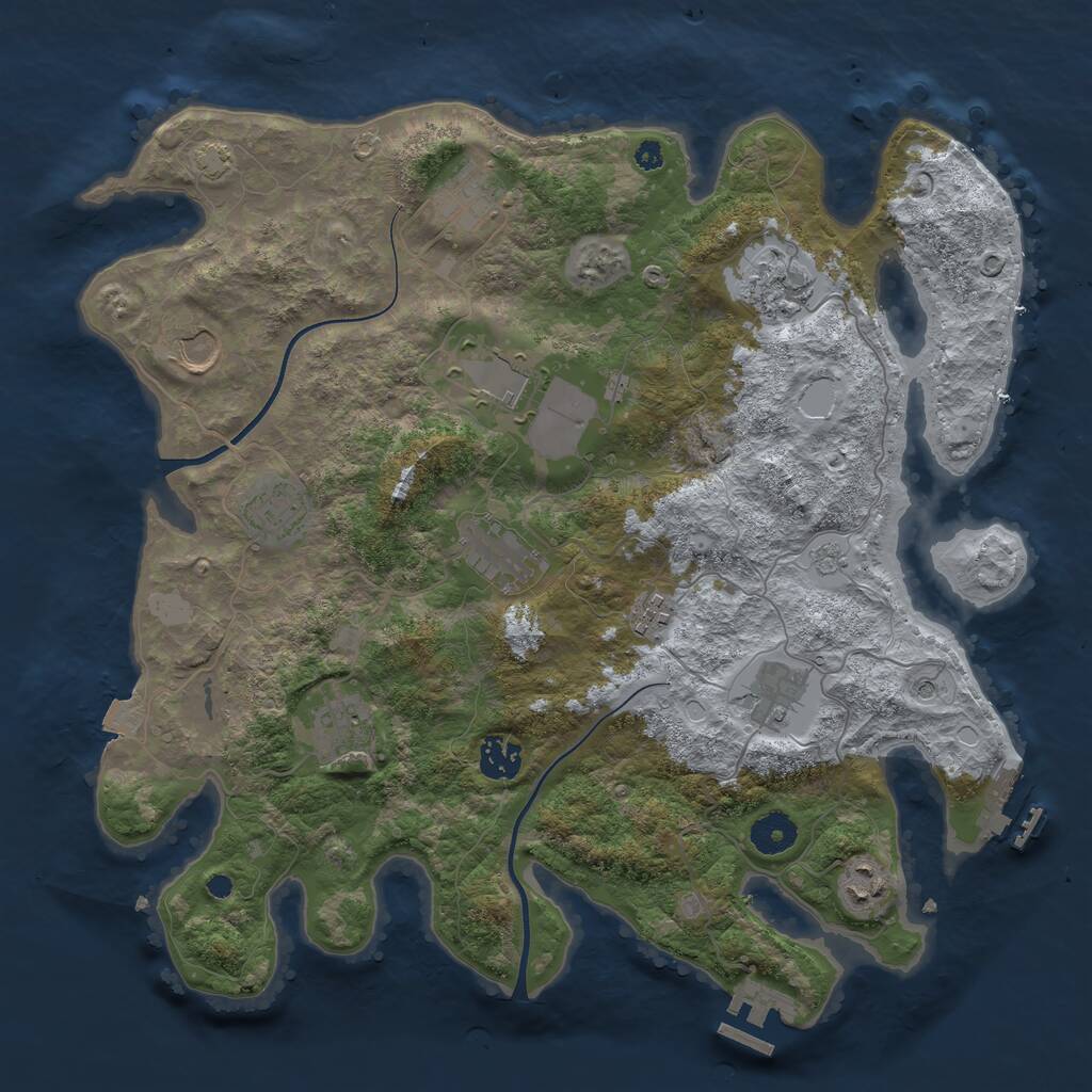 Rust Map: Procedural Map, Size: 3750, Seed: 1614756446, 17 Monuments