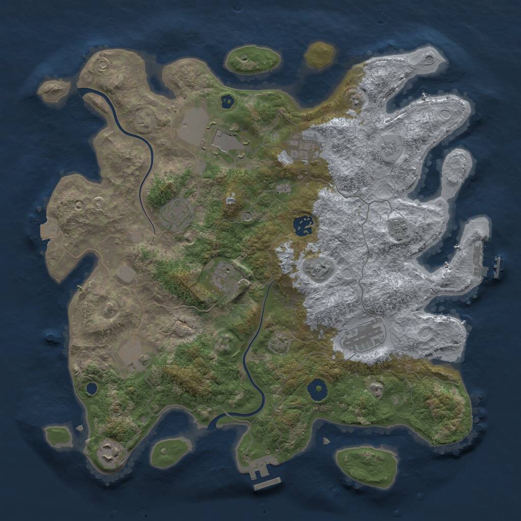 Rust Map: Procedural Map, Size: 3800, Seed: 718248892, 15 Monuments