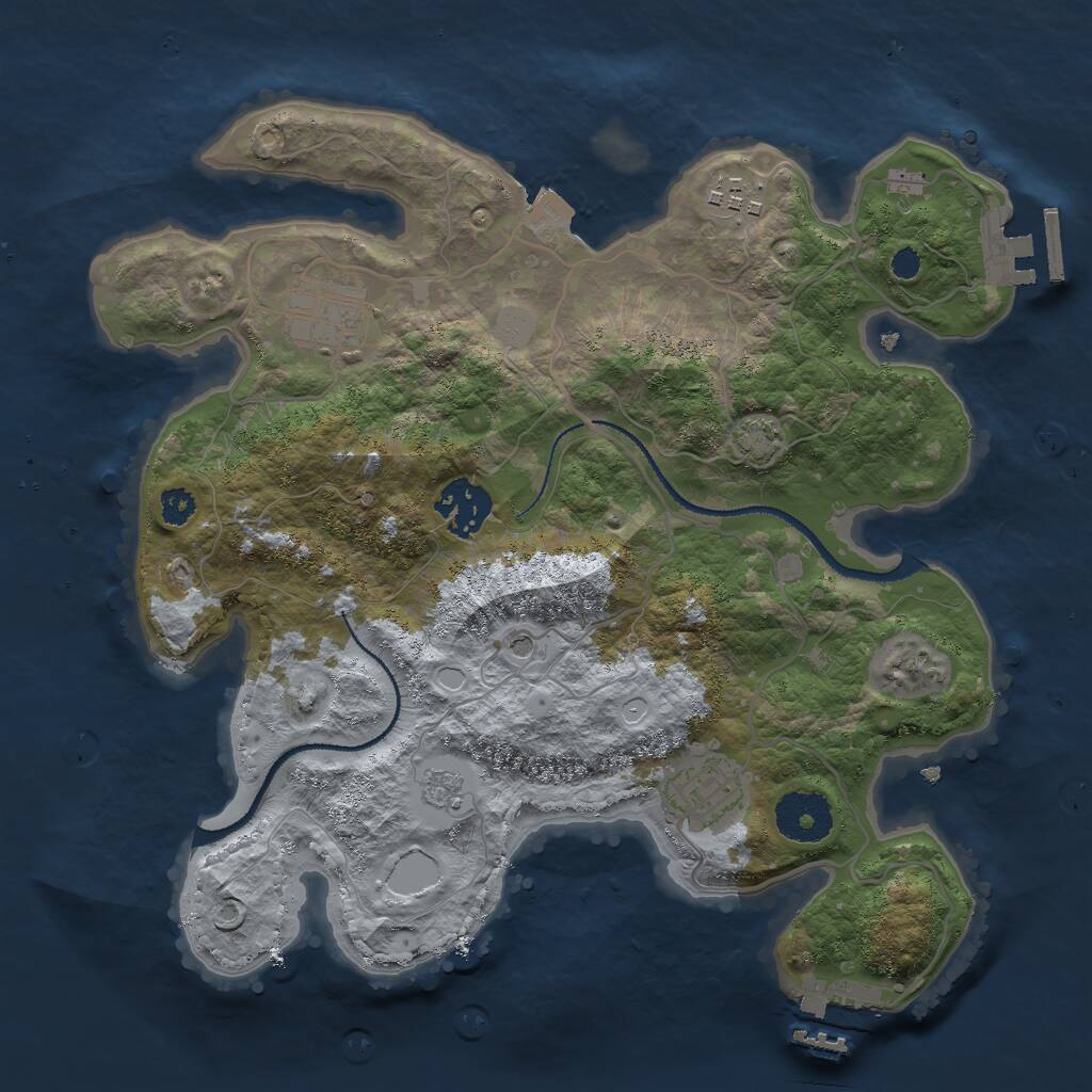 Rust Map: Procedural Map, Size: 3000, Seed: 406, 10 Monuments