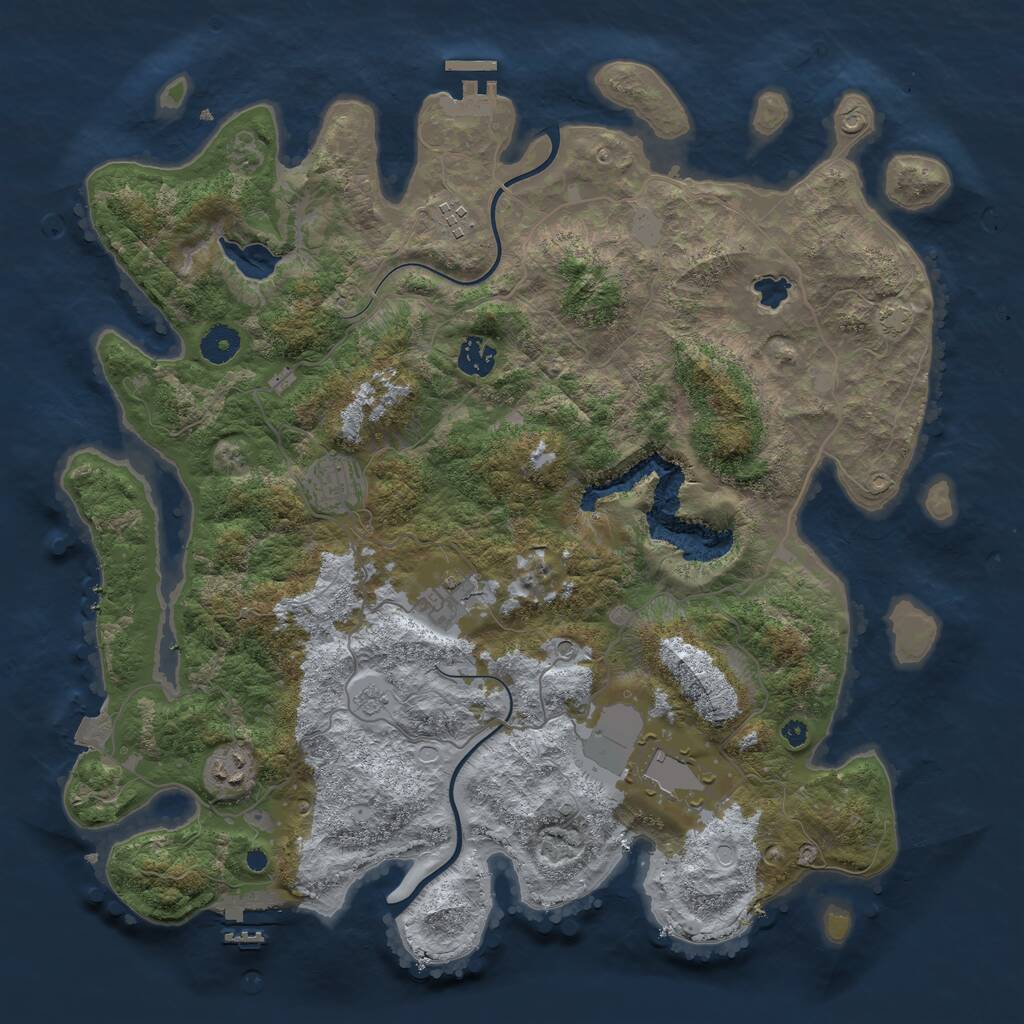 Rust Map: Procedural Map, Size: 4000, Seed: 2084093487, 12 Monuments