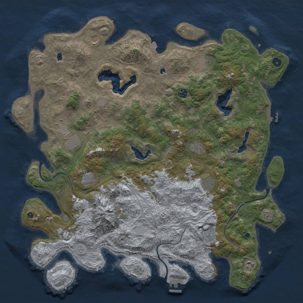 Rust Map: Procedural Map, Size: 5000, Seed: 932996790, 16 Monuments