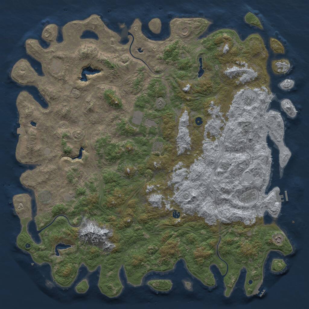 Rust Map: Procedural Map, Size: 6000, Seed: 1900893058, 17 Monuments