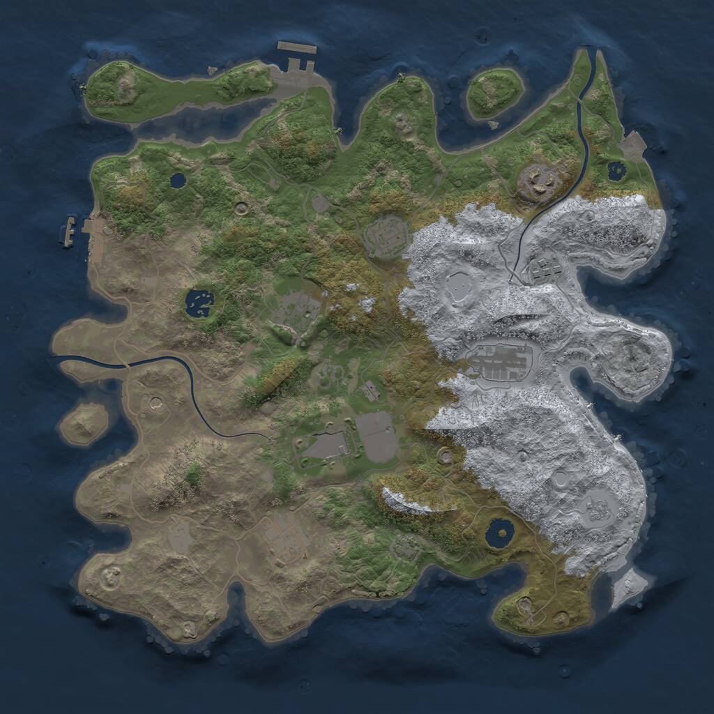 Rust Map: Procedural Map, Size: 3700, Seed: 2455, 14 Monuments