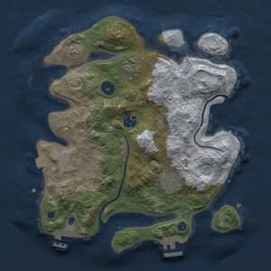 Thumbnail Rust Map: Procedural Map, Size: 3000, Seed: 1623779357, 9 Monuments