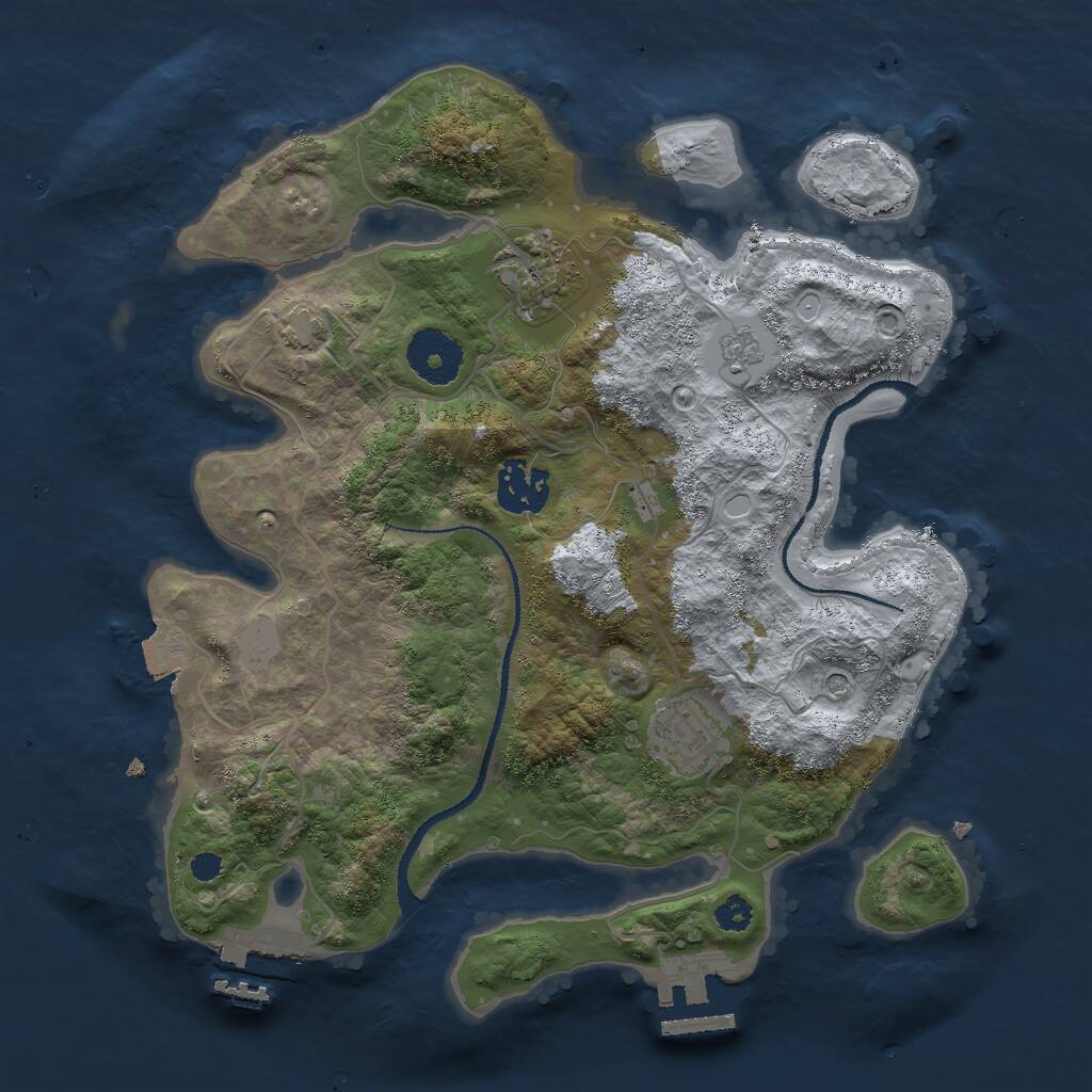 Rust Map: Procedural Map, Size: 3000, Seed: 1623779357, 9 Monuments