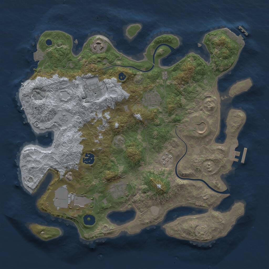 Rust Map: Procedural Map, Size: 3500, Seed: 1289359977, 14 Monuments