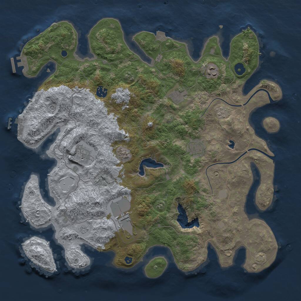 Rust Map: Procedural Map, Size: 4000, Seed: 1991285181, 13 Monuments
