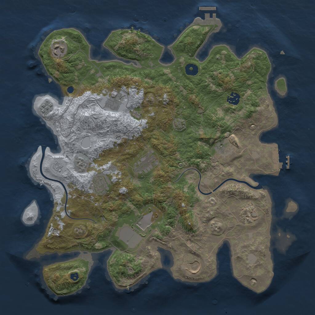 Rust Map: Procedural Map, Size: 3750, Seed: 1167104996, 16 Monuments