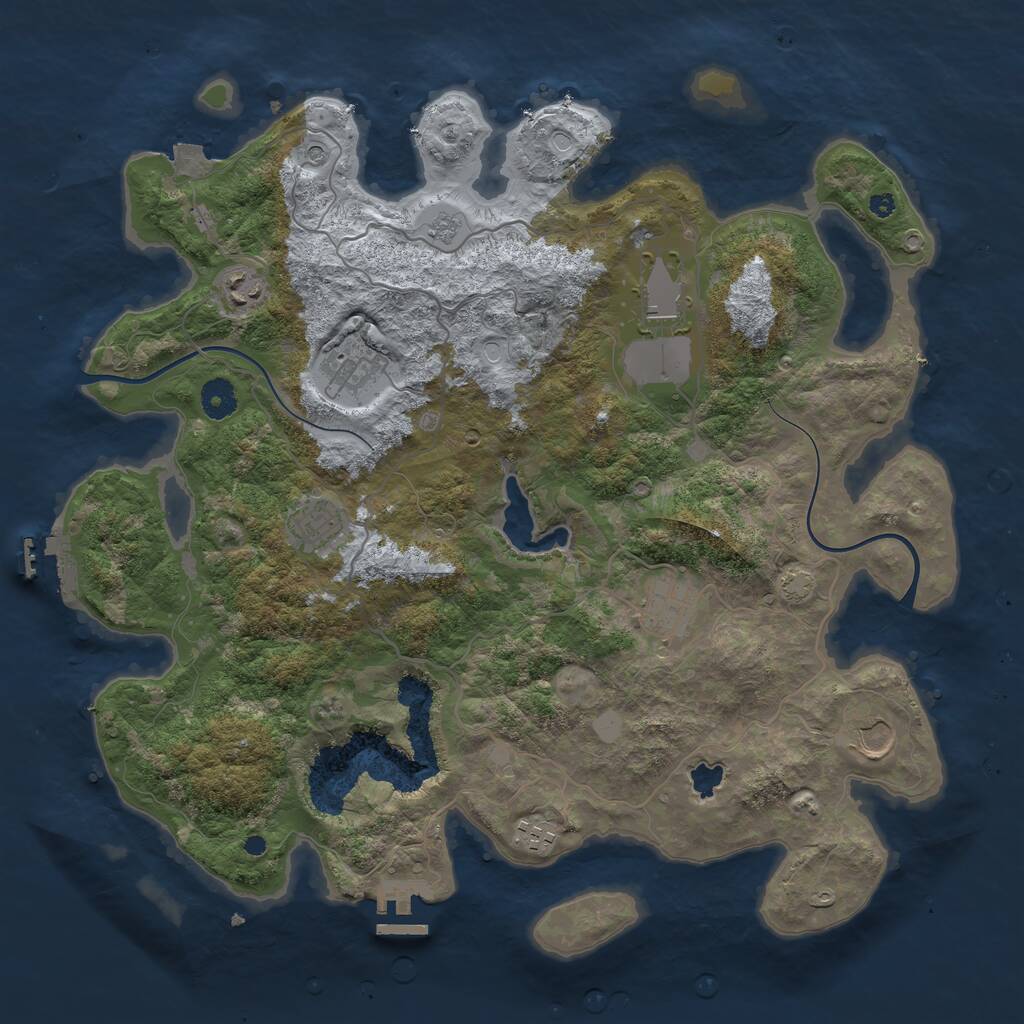 Rust Map: Procedural Map, Size: 4000, Seed: 394451968, 13 Monuments