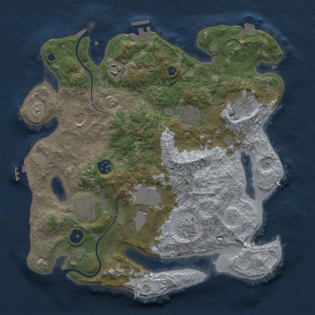 Rust Map: Procedural Map, Size: 3500, Seed: 1148289713, 14 Monuments