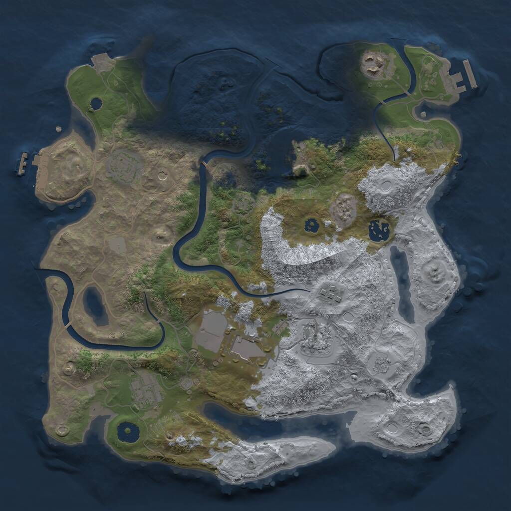 Rust Map: Procedural Map, Size: 3500, Seed: 1148289713, 14 Monuments