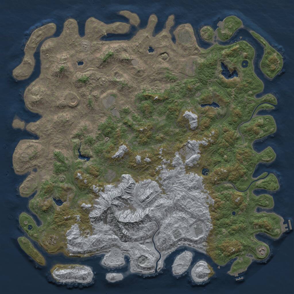 Rust Map: Procedural Map, Size: 6000, Seed: 756413, 17 Monuments