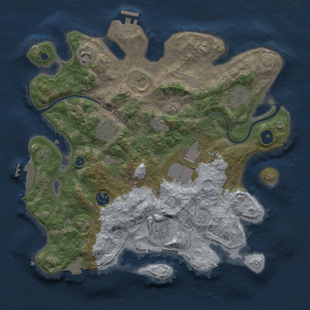 Rust Map: Procedural Map, Size: 3500, Seed: 398548749, 14 Monuments