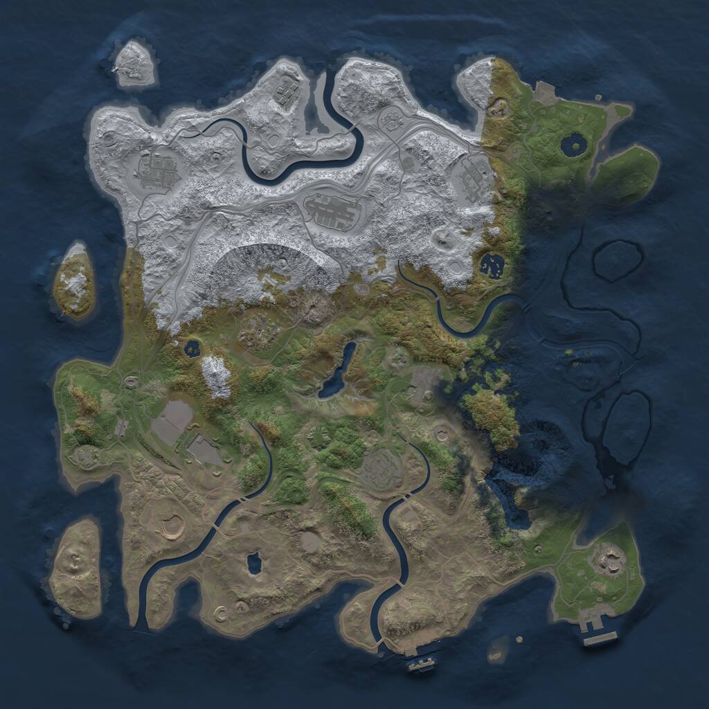 Rust Map: Procedural Map, Size: 4250, Seed: 2123610626, 17 Monuments