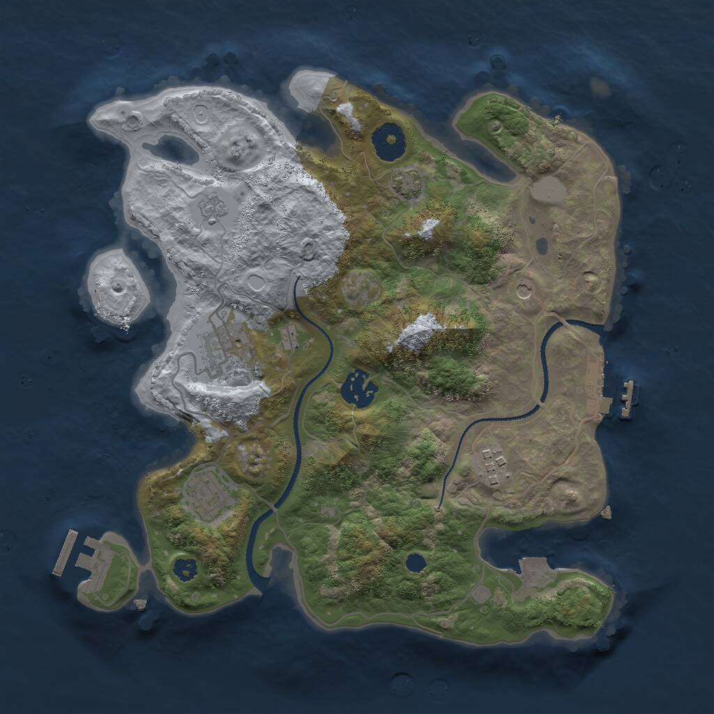 Rust Map: Procedural Map, Size: 3000, Seed: 1904020375, 10 Monuments